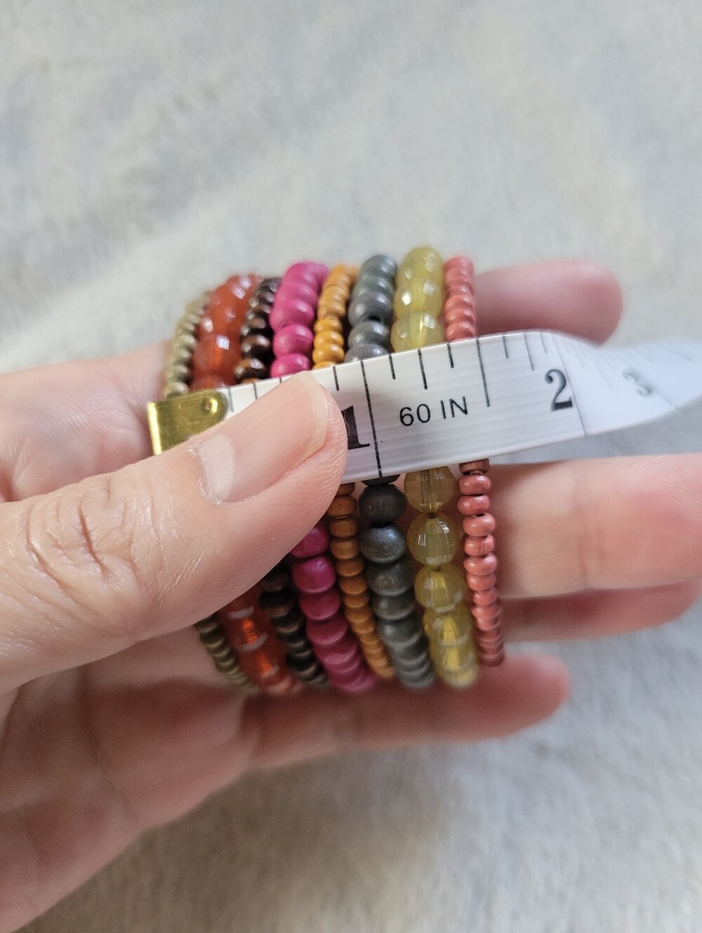 Colorful Boho Multi-Strand Beaded Wire Wrap Bracelet - Picture 7 of 9